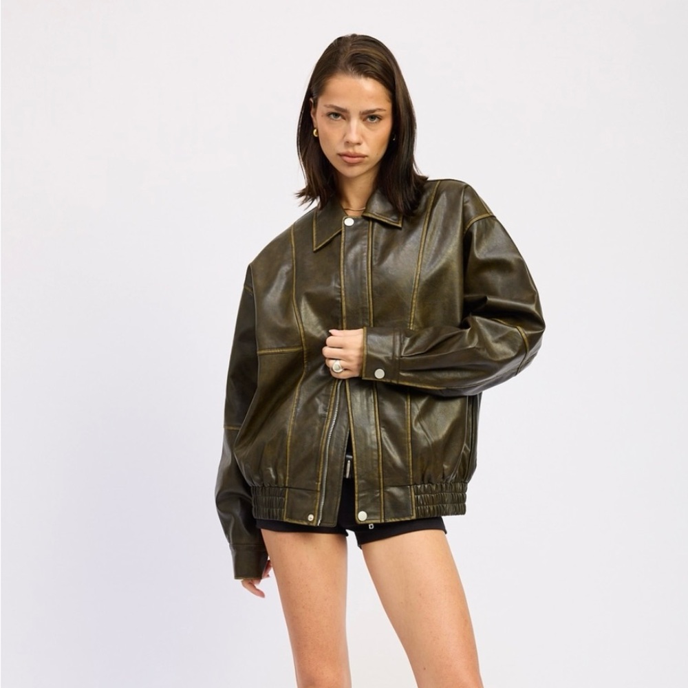 Women's Washed Leather Jacket